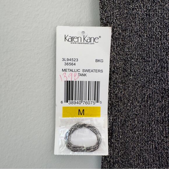NWT Karen Kane Sparkly Tight Knit Tank Top Sleeveless Rayon Polyester Metallic M - Picture 6 of 9